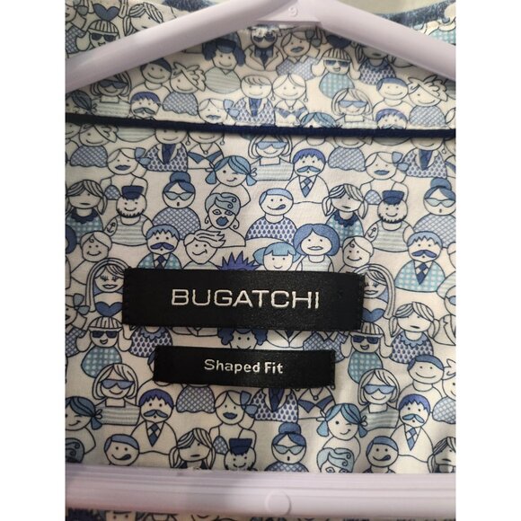 Bugatchi Men Shirts Long Sleeves Large White And Blue Pre-Owned - Picture 2 of 8